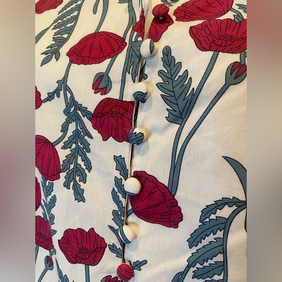 Hyacinth House Tuckernuck Midi Dress Red Floral Print Puff Sleeves Small NWT - Picture 9 of 11